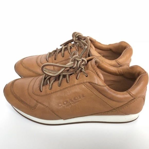 Coach Raeann Brown Leather Sneaker Shoes 6 - Picture 3 of 8